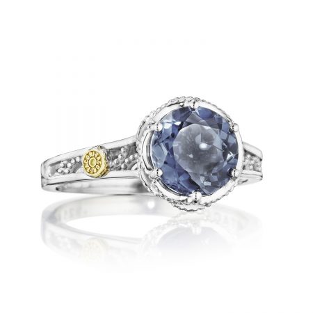 Petite Crescent Gem Ring featuring London Blue Topaz