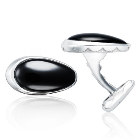 Cabochon Vented Cuff Links featuring Black Onyx