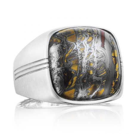 Cushion Cabochon Ring featuring Tiger Iron