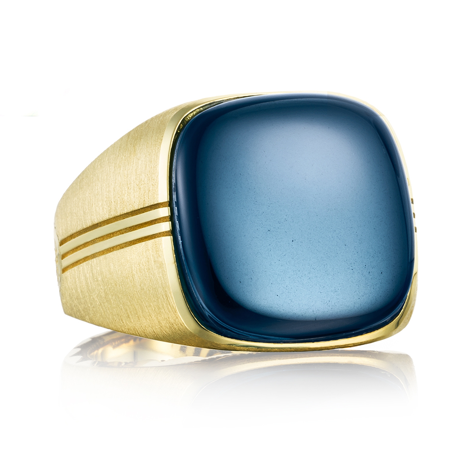 Cushion Cabochon Ring featuring Sky Blue Hematite