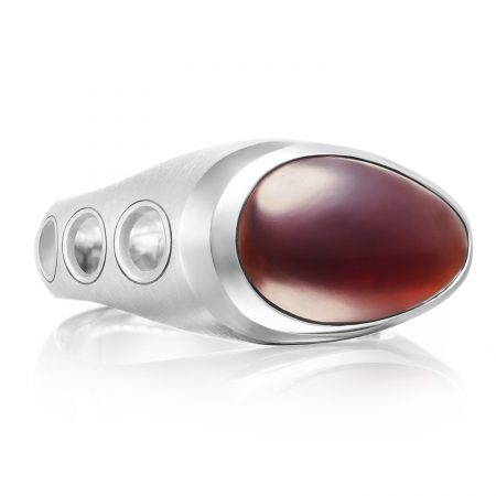 Gemstone Vented Ring featuring Garnet over Mother of Pearl