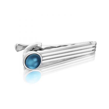 Racing Tie Bar featuring Sky Blue Topaz over Hematite