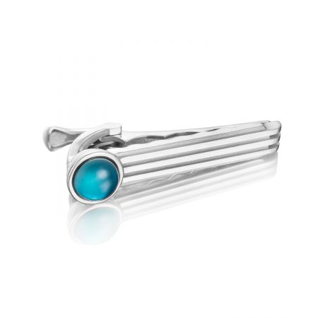 Racing Tie Bar featuring London Blue Topaz over Mother of Pearl