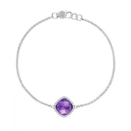 Solitaire Cushion Gem Bracelet with Amethyst