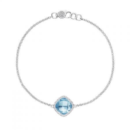 Solitaire Cushion Gem Bracelet with Sky Blue Topaz