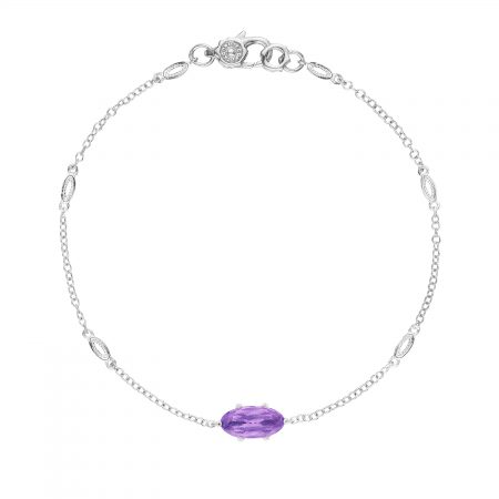 Solitaire Oval Gem Bracelet with Amethyst