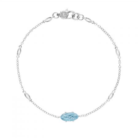 Solitaire Oval Gem Bracelet with Sky Blue Topaz