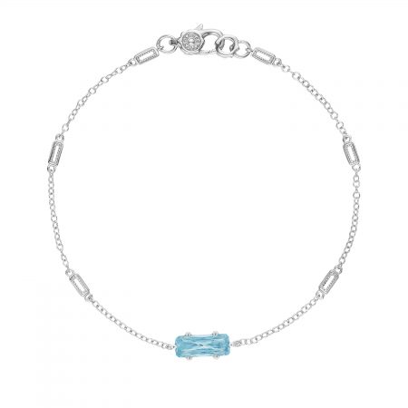 Solitaire Emerald Cut Gem Bracelet with Sky Blue Topaz