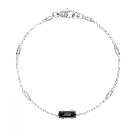 Solitaire Emerald Cut Gem Bracelet with Black Onyx