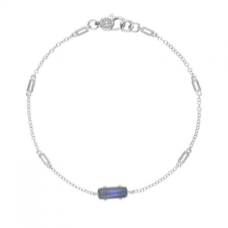 Solitaire Emerald Cut Gem Bracelet with Labradorite