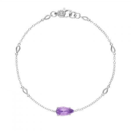 Solitaire Pear-Shaped Gem Bracelet with Amethyst