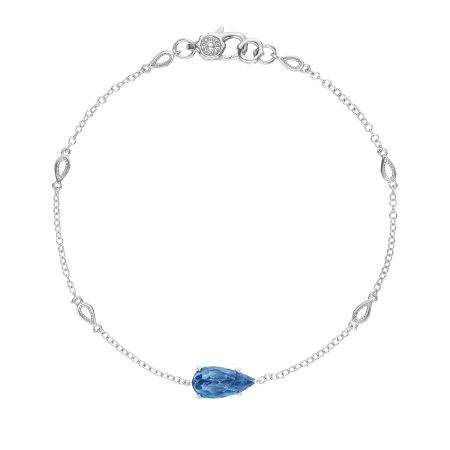 Solitaire Pear-Shaped Gem Bracelet with London Blue Topaz