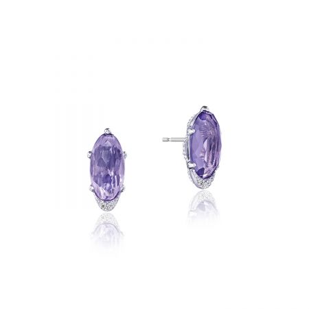Oval-Shaped Gem Earrings with Amethyst