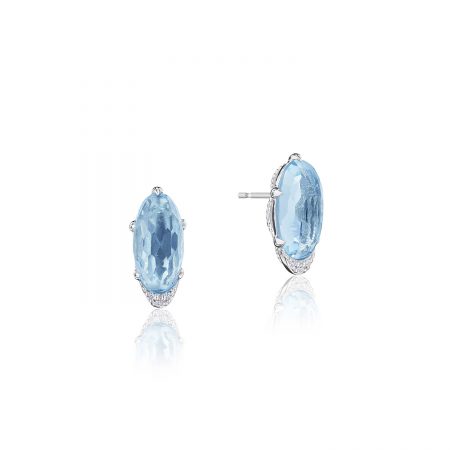 Oval-Shaped Gem Earrings with Sky Blue Topaz