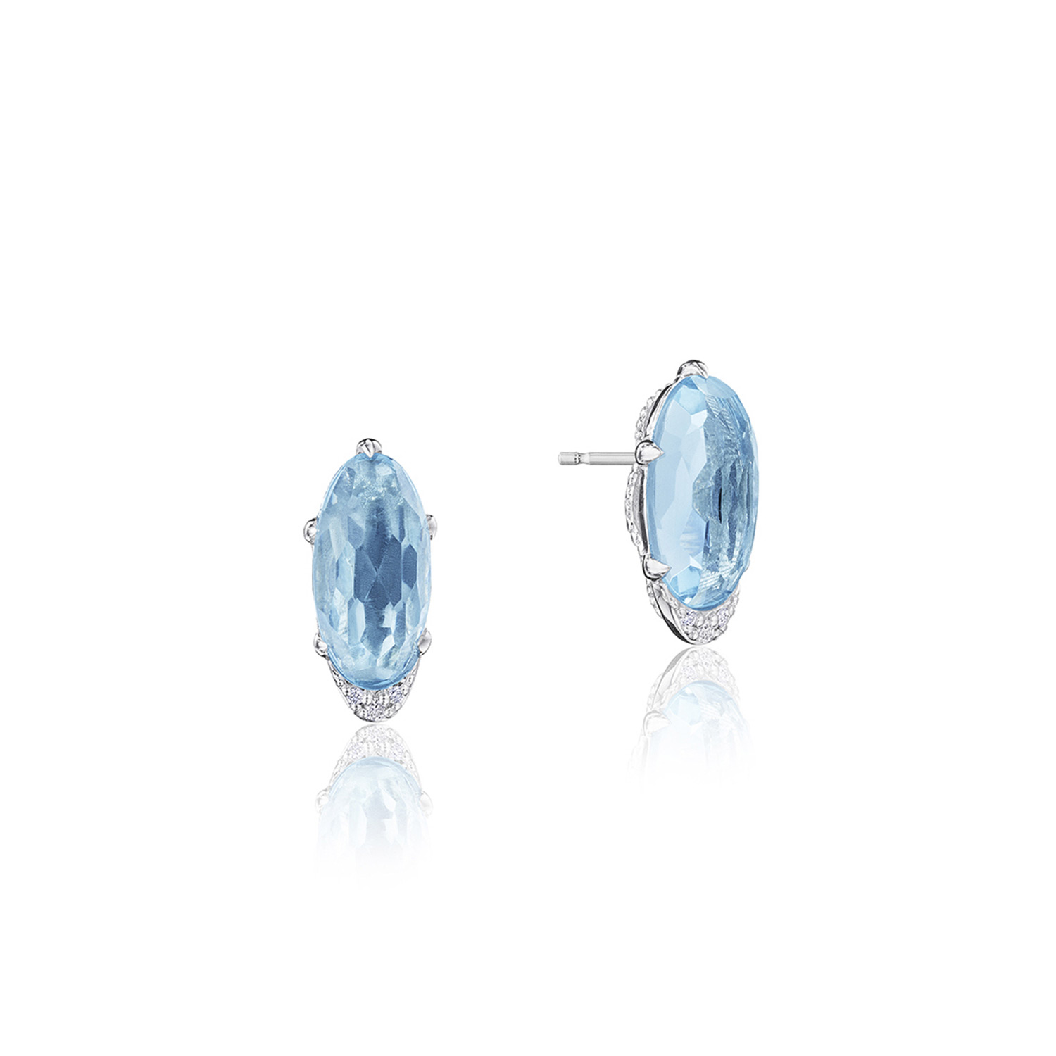 Oval-Shaped Gem Earrings with Sky Blue Topaz