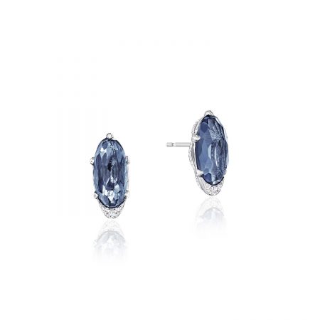 Oval-Shaped Gem Earrings with London Blue Topaz