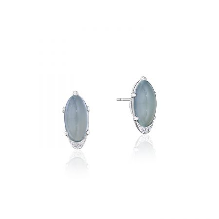 Oval-Shaped Gem Earrings with Green Chalcedony