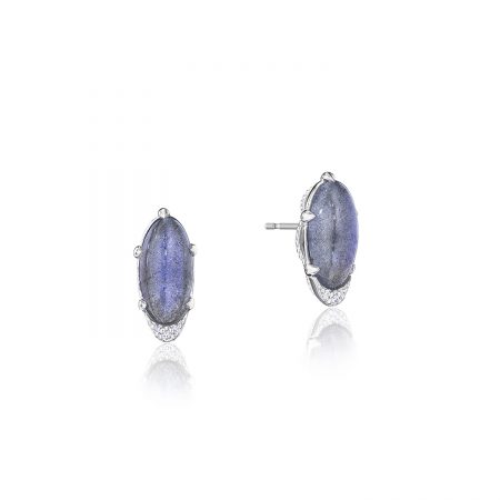 Oval-Shaped Gem Earrings with Labradorite