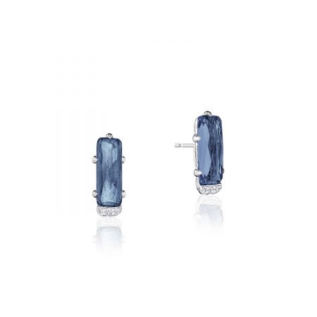 Emerald-Shaped Gem Earrings with London Blue Topaz