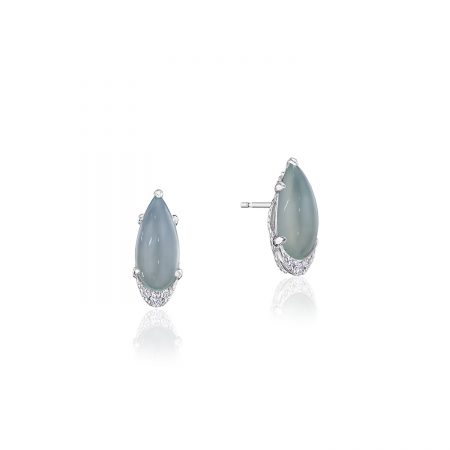 Pear-Shaped Gem Earrings with Green Chalcedony