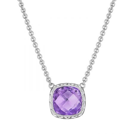 Cushion Gem Necklace with Amethyst