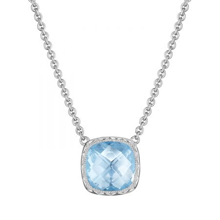 Cushion Gem Necklace with Sky Blue Topaz