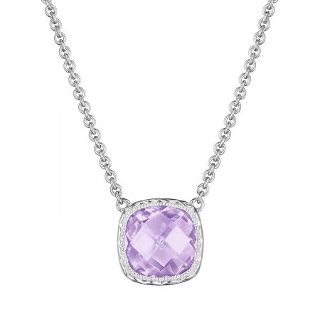 Cushion Gem Necklace with Rose Amethyst