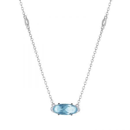 Solitaire Oval Gem Necklace with Sky Blue Topaz