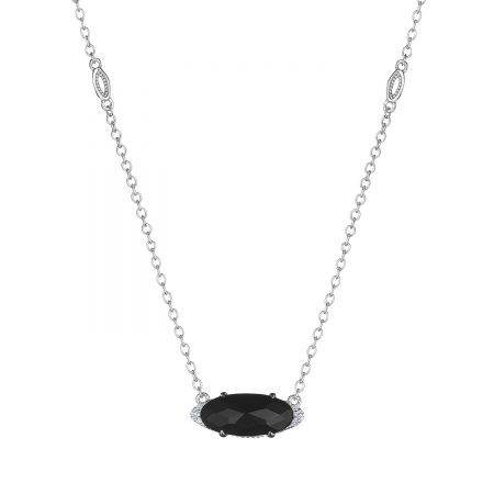 Solitaire Oval Gem Necklace with Black Onyx