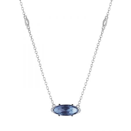 Solitaire Oval Gem Necklace with London Blue Topaz