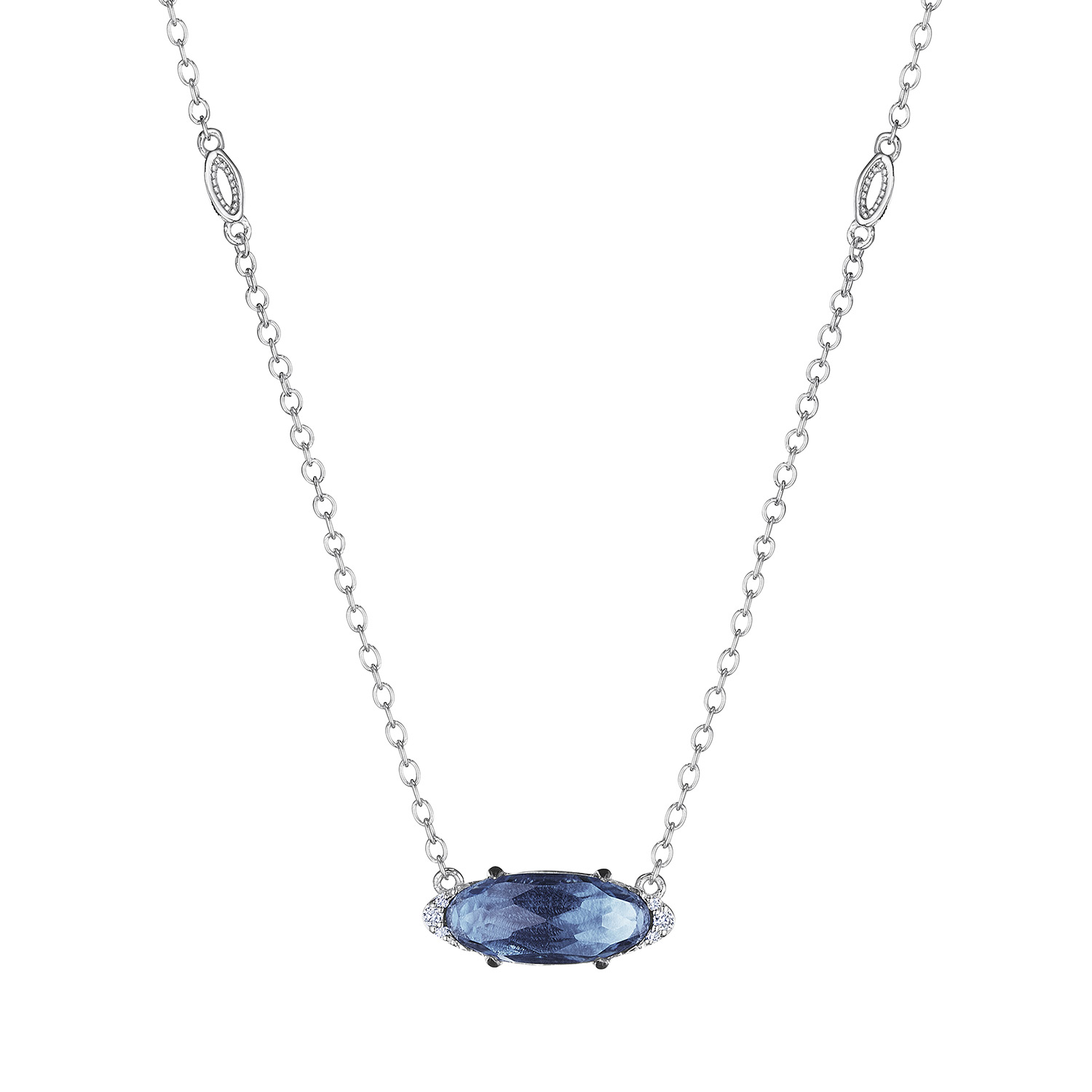 Solitaire Oval Gem Necklace with London Blue Topaz