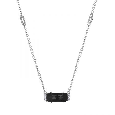 Solitaire Emerald Cut Gem Necklace with Black Onyx