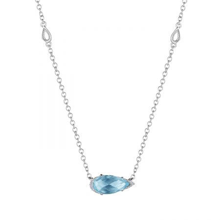 Solitaire Pear-Shaped Gem Necklace with Sky Blue Topaz