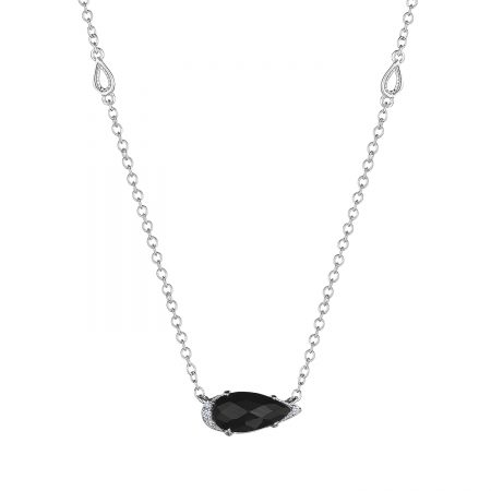 Solitaire Pear-Shaped Gem Necklace with Black Onyx
