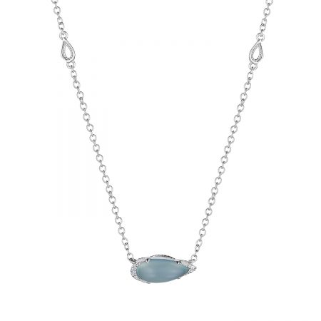 Solitaire Pear-Shaped Gem Necklace with Green Chalcedony