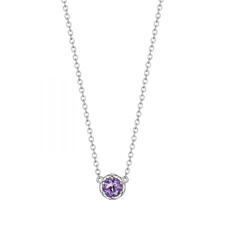 Petite Crescent Crown Gem Necklace featuring Amethyst