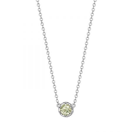 Petite Crescent Crown Gem Necklace featuring Prasiolite