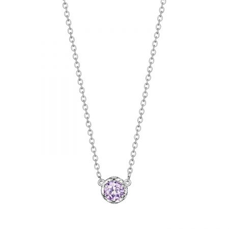 Petite Crescent Crown Gem Necklace featuring Rose Amethyst