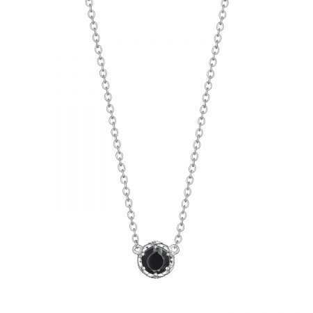 Petite Crescent Crown Gem Necklace featuring Black Onyx