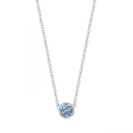 Petite Crescent Crown Gem Necklace featuring London Blue Topaz