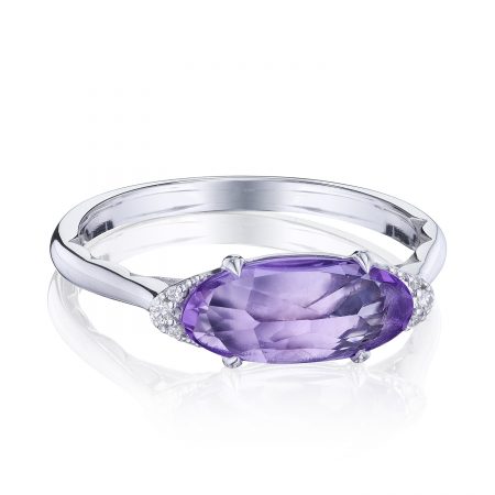 Solitaire Oval Gem Ring with Amethyst