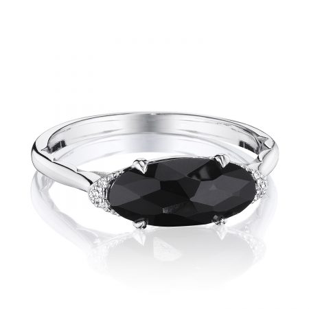 Solitaire Oval Gem Ring with Black Onyx