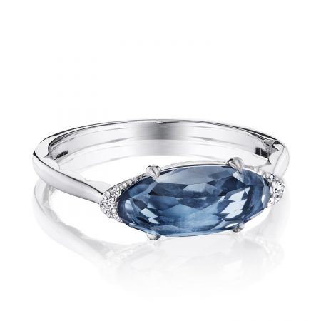 Solitaire Oval Gem Ring with London Blue Topaz