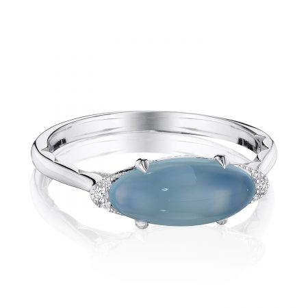 Solitaire Oval Gem Ring with Green Chalcedony