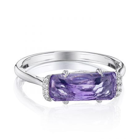 Solitaire Emerald Cut Ring with Amethyst