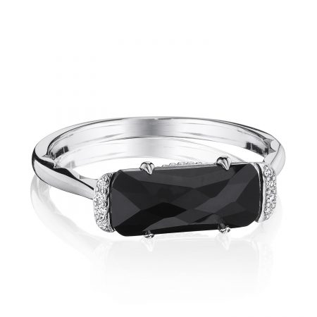 Solitaire Emerald Cut Ring with Black Onyx