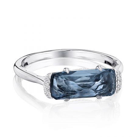 Solitaire Emerald Cut Ring with London Blue Topaz