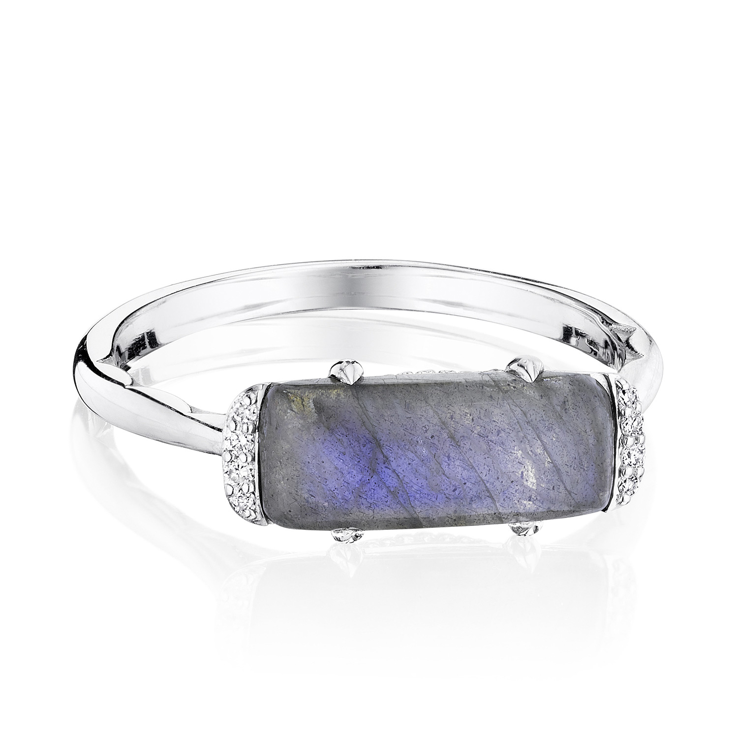 Solitaire Emerald Cut Ring with Labradorite