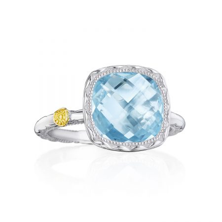 Cushion Gem Ring with Sky Blue Topaz
