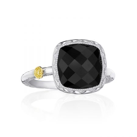 Cushion Gem Ring with Black Onyx